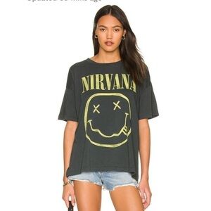Daydreamer Nirvana Smiley Merch Tee in Vintage Black, Oversized Band T-Shirt NWT